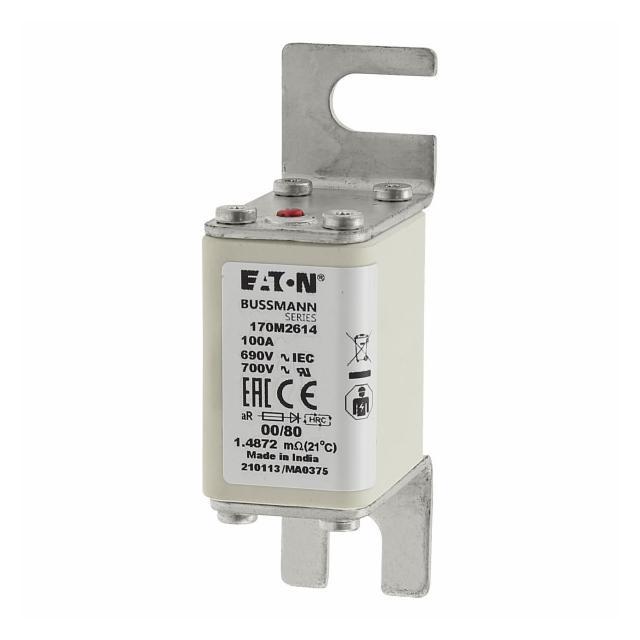 100A 690V aR 00/80 SQ. BODY IND. FUSE Wkładka szybka 100A AC 690V DIN 00 30x51x100 mm aR, 170M2614 E