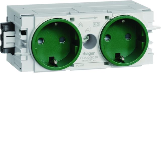 tehalit.WA Gniazdo SCHUKO 2-krotne WAGO C-profil zielony GS20006029 HAGER