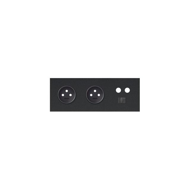 Simon 100 Panel 3-krotny: 2 gniazda + 1 TV + 1 RJ45 czarny mat 10020316-238 KONTAKT