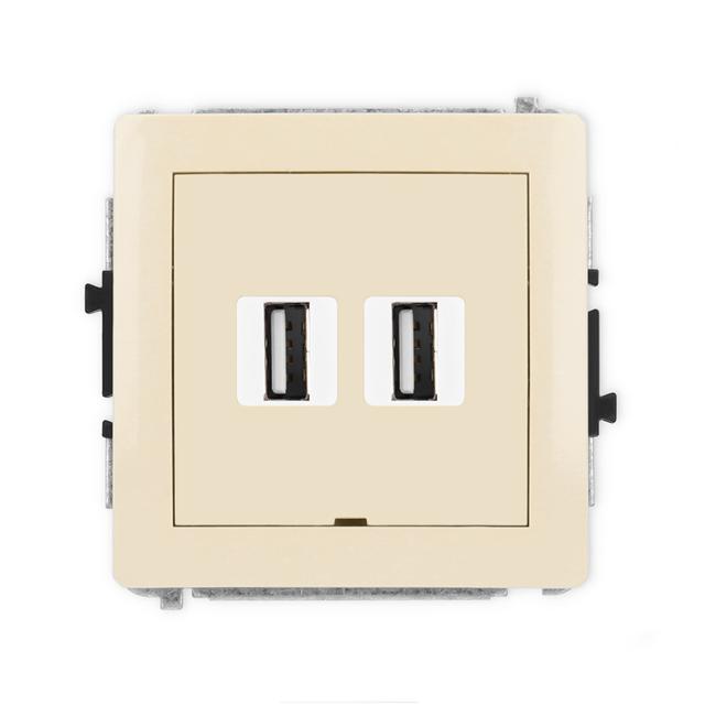 DECO Mechanizm gniazda podwójnego 2xUSB A-A 2.0, bez pola opisowego beżowy