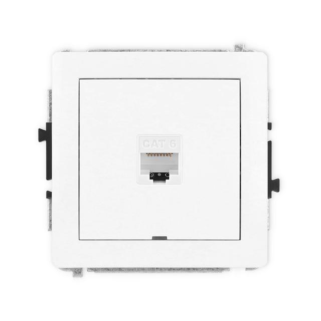 DECO Mechanizm gniazda komputerowego pojedynczego 1xRJ45, kat. 6, 8-stykowy, bez pola opisowego biał