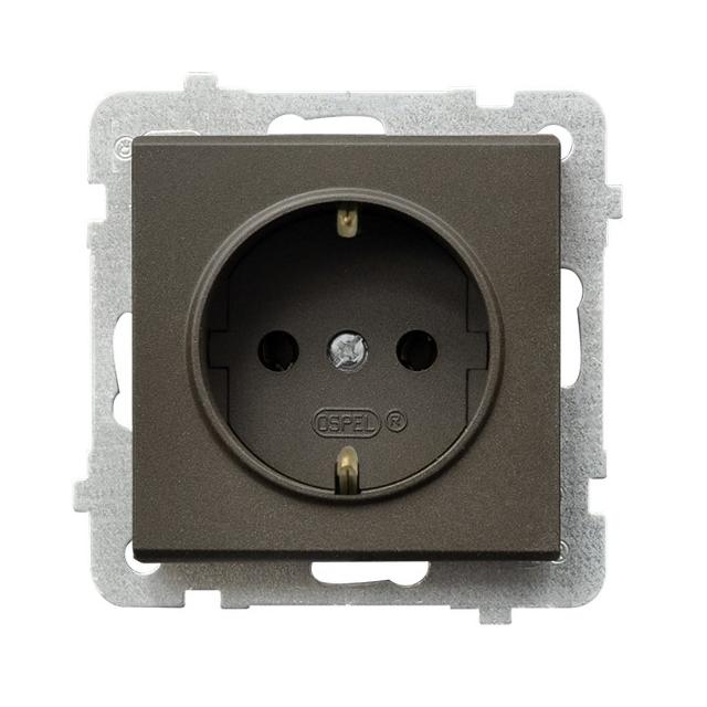 SONATA Gniazdo pojedyncze z uziemieniem schuko - kolor czekoladowy metalik