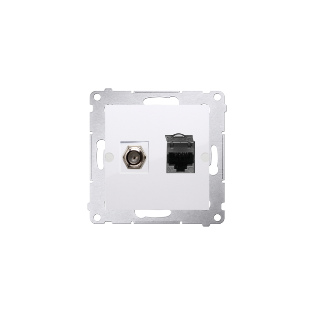 Simon 54 Gniazdo antenowe typu F+RJ45 kat.6 biały