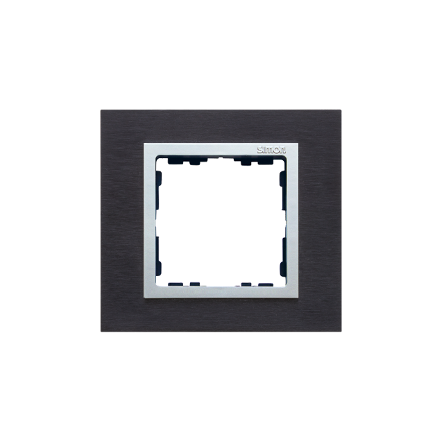 Simon 82 Nature Ramka 1-krotna Nature-metal Inox czarny / pierścień aluminium 82917-38 KONTAKT