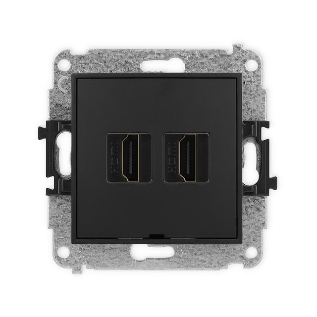 ICON Mechanizm gniazda podwójnego HDMI 2.0, bez pola opisowego czarny mat