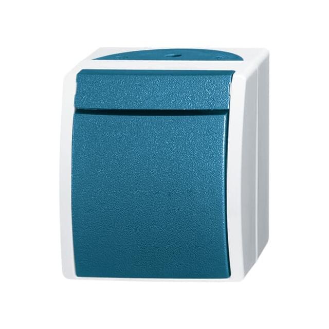 OCEAN Przycisk kołyskowy zwierny 1-biegunowy, Z zaciskiem N  IP 44 szary/zielono-niebieski