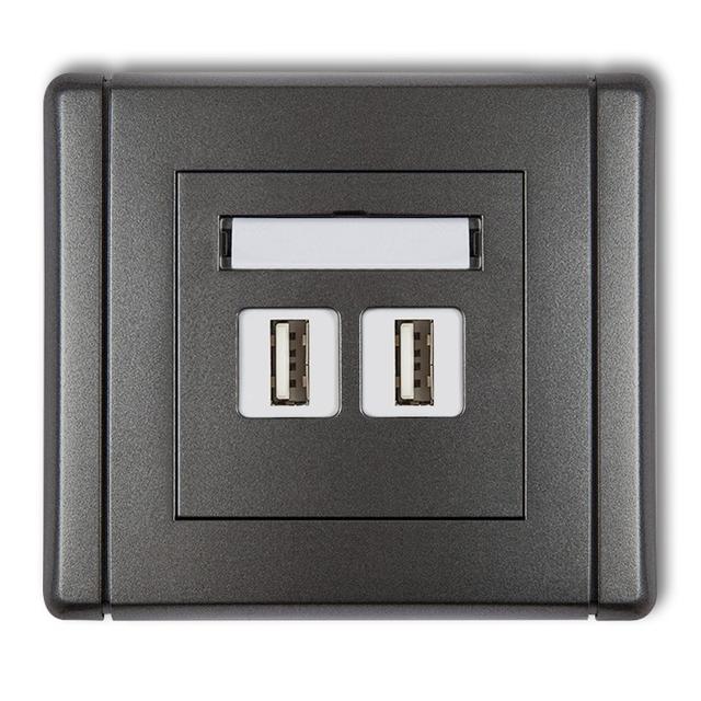 FLEXI Gniazdo podwójne 2xUSB A-A 2.0 grafitowy