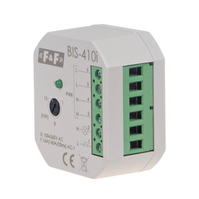 Przekaźnik bistabilny podtynkowy z wyłącznikiem czasowym do podświetlanych przycisków z przekaźnikiem inrush 160A/20ms BIS-410-LED F&F