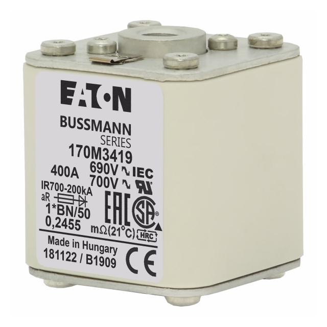 FUSE 400A 690V 1*BN/50 AR UC Wkładka szybka 400A AC 690V rozmiar 1 45x59x51 mm aR I 170M3419 EATON