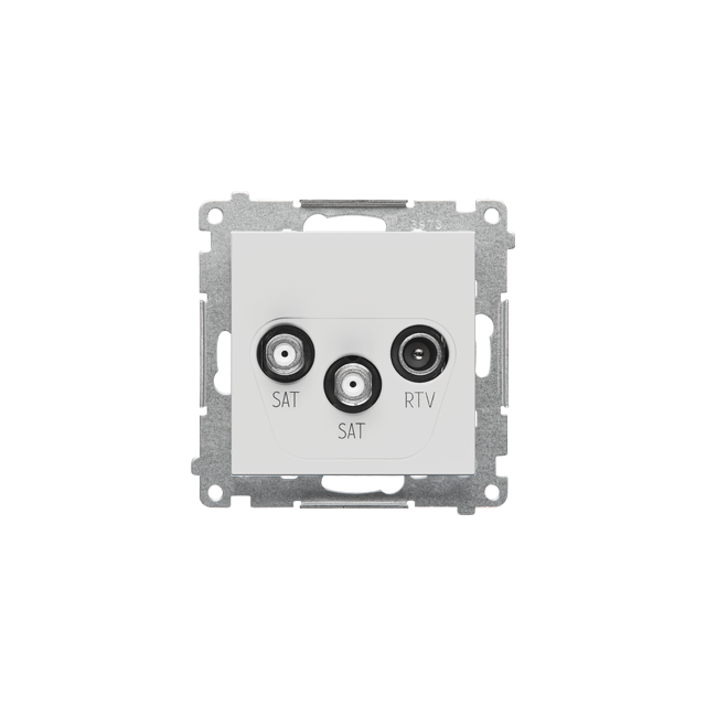 Simon 55 Gniazdo antenowe satelitarne podwójne SAT-SAT-RTV 2x Wejście: 5 MHz÷2,4 GHz Jasnoszary mat