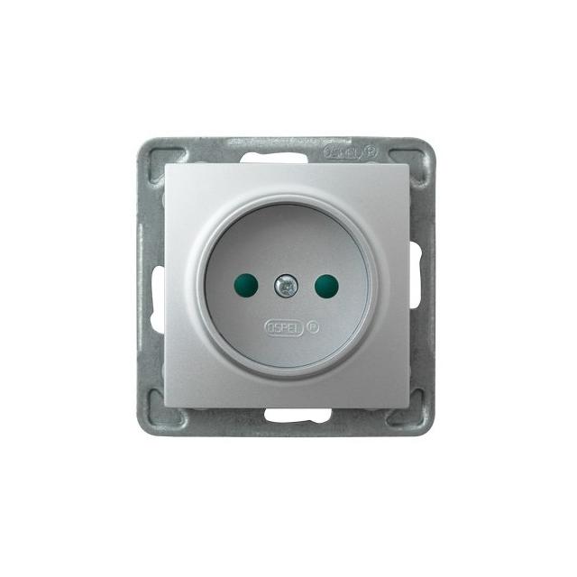 IMPRESJA Gniazdo pojedyncze z przesłonami torów prądowych - kolor srebro