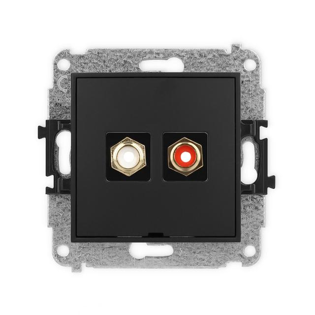 ICON Mechanizm gniazda podwójnego RCA, bez pola opisowego (typu cinch - biały i czerwony, pozłacany)