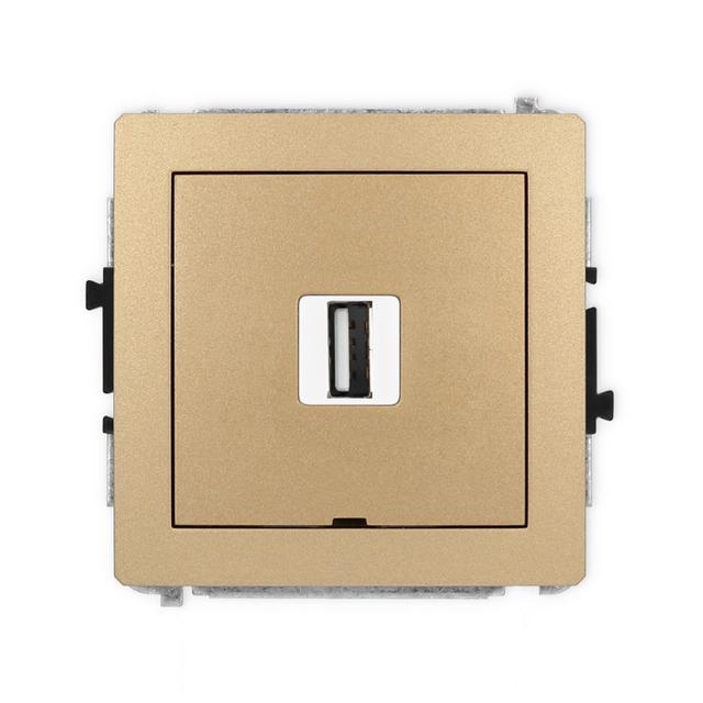 DECO Gniazdo pojedyncze USB A-A 2.0, bez pola opisowego złoty metalik 8DGUSBBO-1 KARLIK
