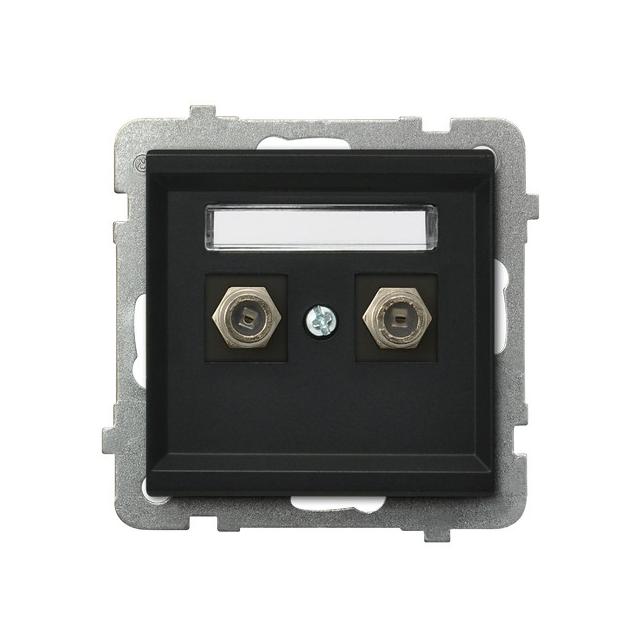 SONATA Gniazdo antenowe typu F podwójne - kolor czarny metalik