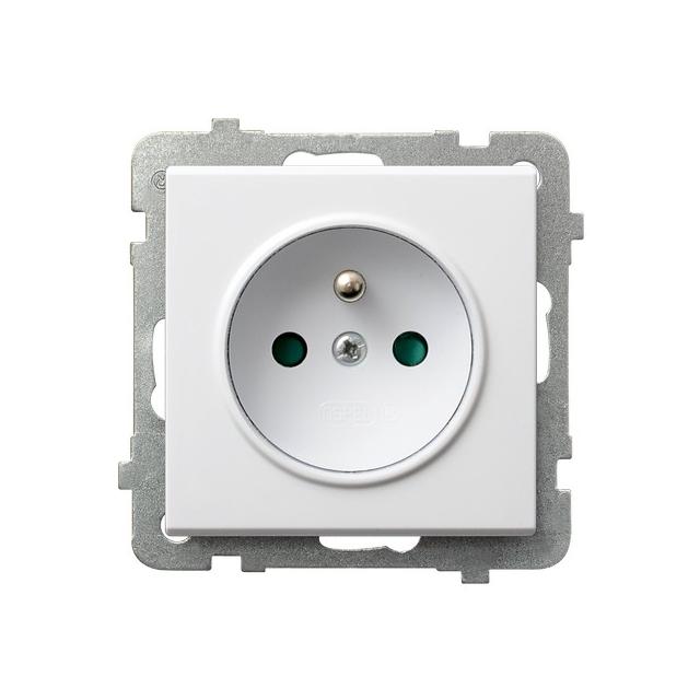 SONATA Gniazdo pojedyncze z uziemieniem z przesłonami torów prądowych - kolor biały