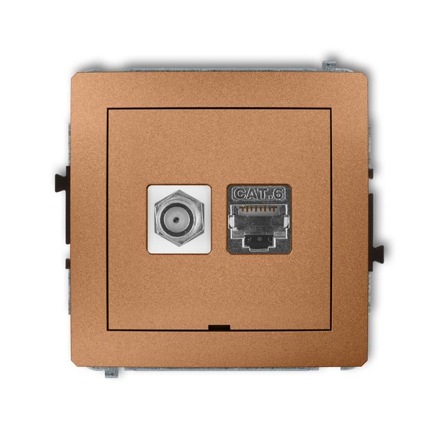 DECO Mechanizm gniazda antenowego poj. typu F (SAT) + gniazda komp. poj. 1xRJ45, kat. 6 ekranowany,