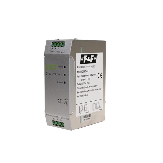 Zasialacz impulsowy przemysłowy nap. wej. 90-264V AC/120-370V DC P=60W nap. Wyj. 24V DC ZI-60-24V F&F