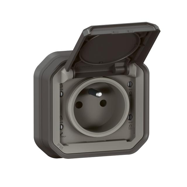 NOWE PLEXO - GNIAZDO 2P+Z ZACISKI AUTO KOMPLET PODTYNKOWY 16 A - 250 V ANTRACYT 069860L LEGRAND