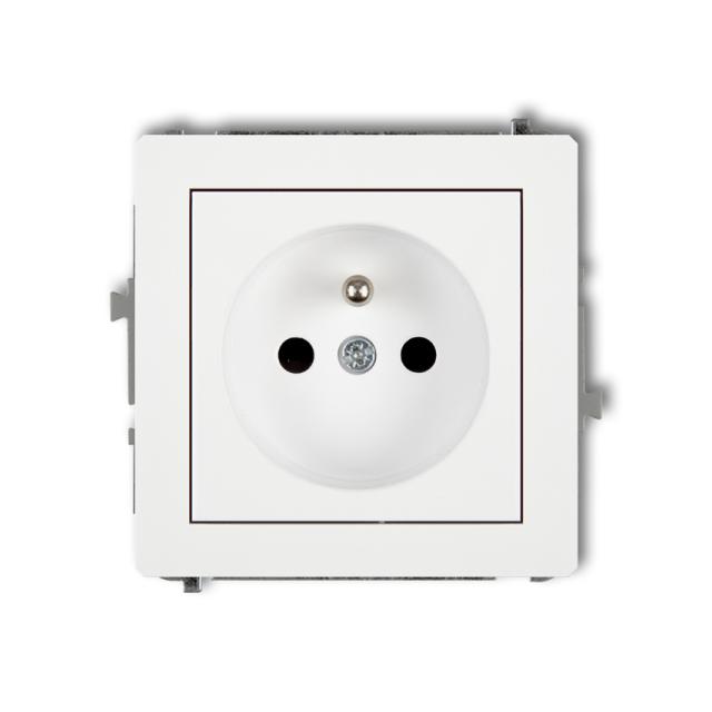 DECO Mechanizm gniazda pojedynczego z uziemieniem 2P+Z (przesłony torów prądowych) biały mat