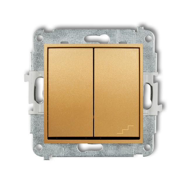 ICON Mechanizm łącznika jednobiegunowego ze schodowym (wspólne zasilanie) złoty