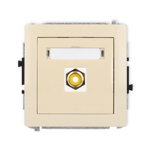 DECO Mechanizm gniazda pojedynczego RCA (typu cinch - żółty, pozłacany) beżowy