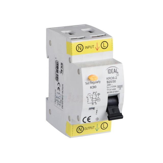 Wyłącznik różnicowo-prądowy z zabezpieczeniem nadmiarowo-prądowym KRO6-2/B20/30