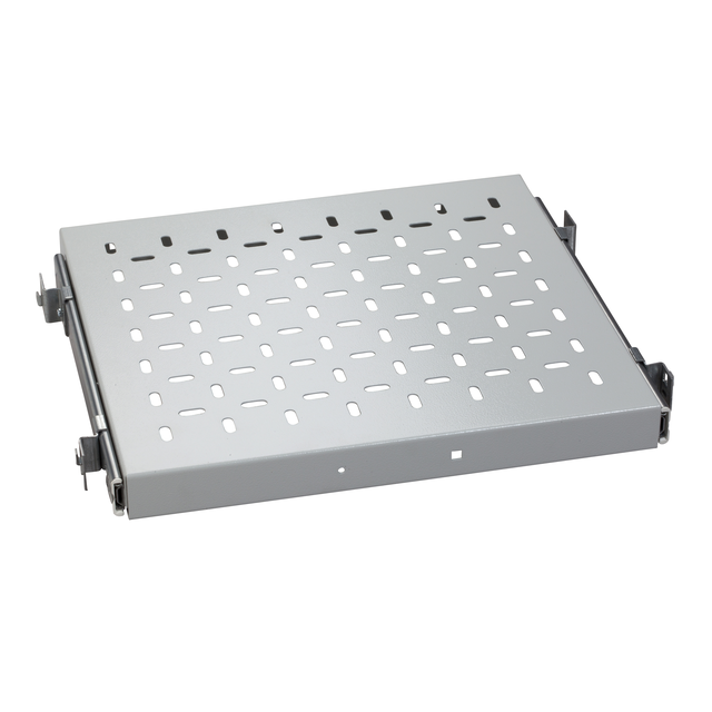 Półka do obudowy 1U głębokość 600 perforowana blacha stalowa RAL7035 45kg NSYBBT1U40P Schneider