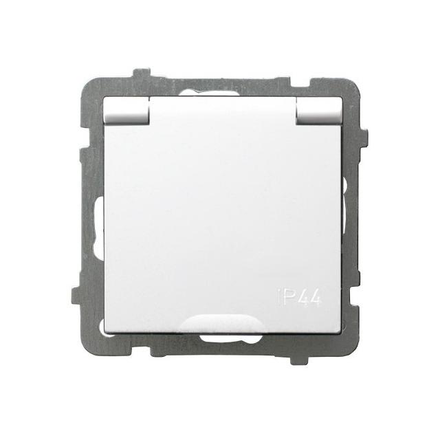 AS ANTYBAKTERYJNY Gniazdo bryzgoszczelne z uziemieniem schuko IP44 klapka w kolorze wyrobu produkt zawiera nanocząsteczki srebra kolor biały GPH-1GASP/m/00/w OSPEL