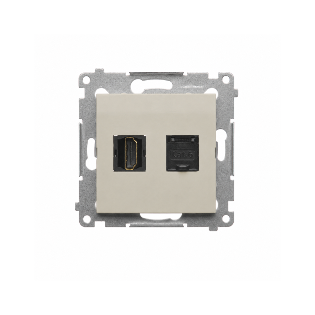 Simon 54 Gniazdo HDMI + komputerowe kat. 6 kaszmir mat DGHRJ45.01/42
