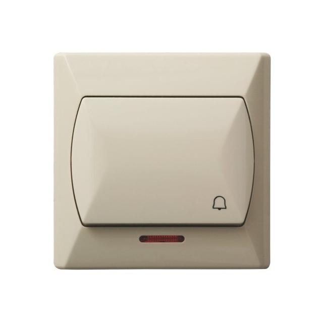 AKCENT Łącznik zwierny  dzwonek  z podświetleniem pomarańczowym - kolor beżowy