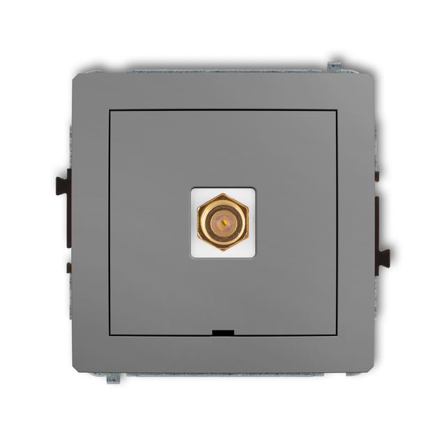 DECO Mechanizm gniazda antenowego pojedynczego typu F (SAT) pozłacany, bez pola opisowego szary mat
