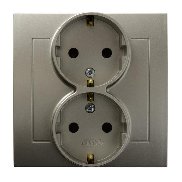 KIER Gniazdo podwójne z uziemieniem schuko kolor satyna light GP-2WS/45 OSPEL