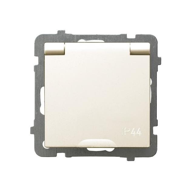 AS Gniazdo bryzgoszczelne z uziemieniem IP-44 wieczko w kolorze wyrobu - kolor ecru