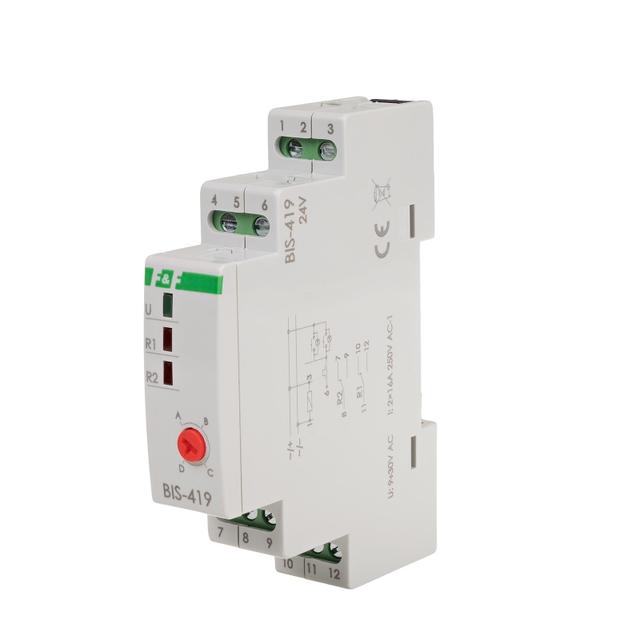 Przekaźnik bistabilny 9-30 V AC/DC 4 funkcyjny DIN dwa obwody sterowania BIS-419-24V F&F