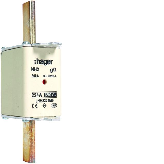 Wkładka bezp. nożowa NH2 wsk.podw. uchwyt nieiz. gG 224A 690VAC LNH2224M6 HAGER