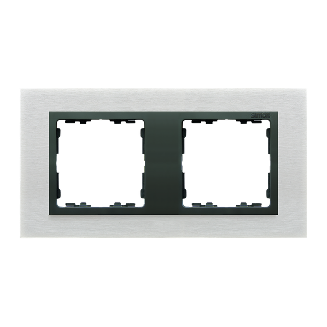 Simon 82 Nature Ramka 2-krotna Nature-metal Inox mat / pierścień grafit