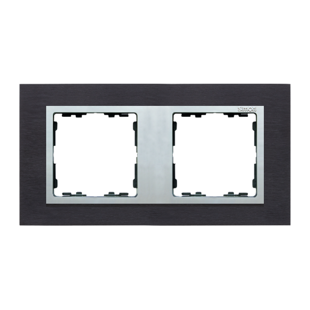 Simon 82 Nature Ramka 2-krotna Nature-metal Inox czarny / pierścień aluminium 82927-38 KONTAKT