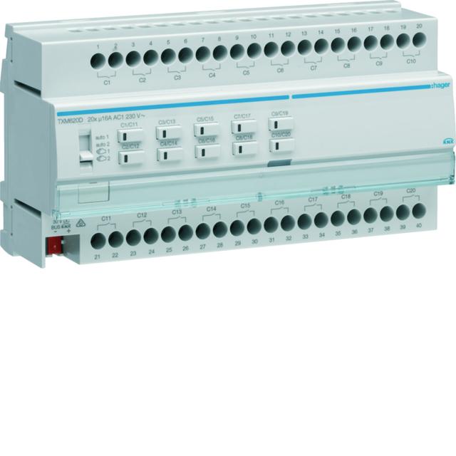 KNX e/s Sterownik załączający/żaluzjowy 20-/10-krotny 16A C-load 10M TXM620D HAGER