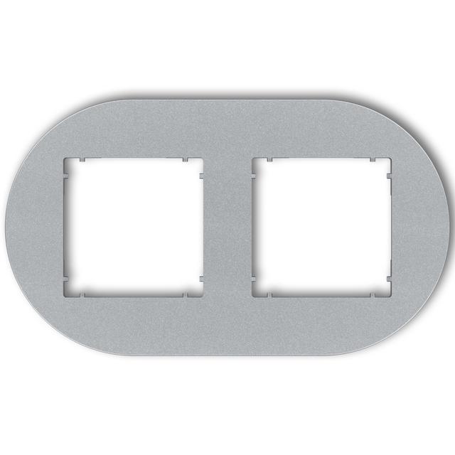 MINI Ramka uniwersalna podwójna okrągła z tworzywa srebrny metalik