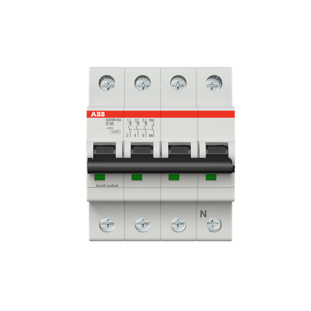 S203M-D50NA Wyłącznik nadprądowy 10kA 3P+N D50A 2CDS273103R0501 ABB