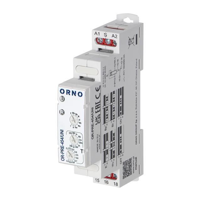 Przekaźnik czas. 10 funkcji uniwersalne zasilanie OR-PRE-454/UNI ORNO
