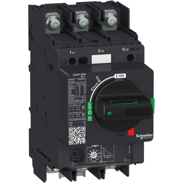 Wyłącznik silnikowy TeSys GV4 3P 115A Icu 50kA thermal magnetyczny końcówki oczkowe GV4P115N6 SCHNEI