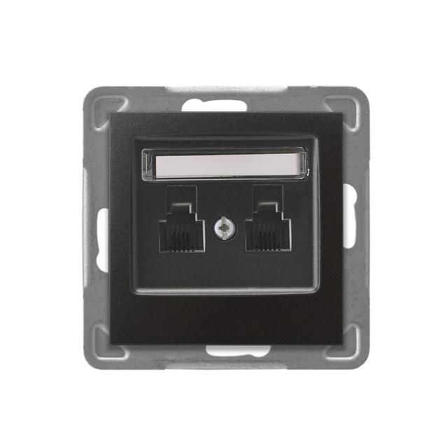 IMPRESJA Gniazdo telefoniczne podwójne niezależne - kolor antracyt