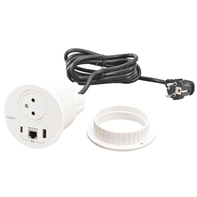 INCARA: DISQ 80 - 2P+Z / USB A+C / RJ45 - 2,0 M-BIAŁY, Legrand