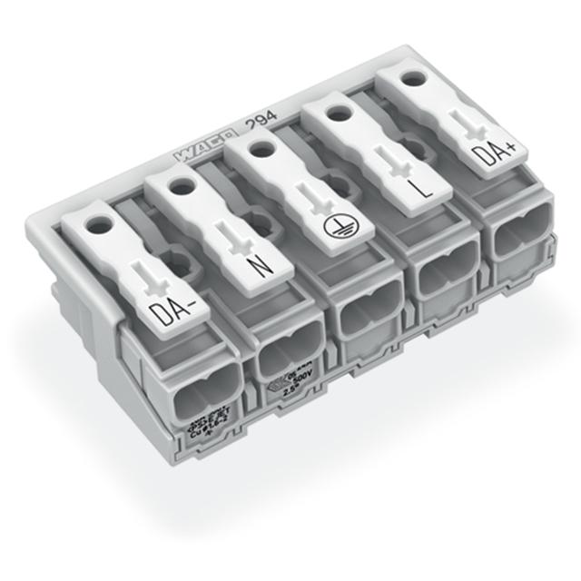 Złączka zasilająca 5‑biegunowa ze stopkąmi bez styku PE 294‑5075 /250szt./ WAGO