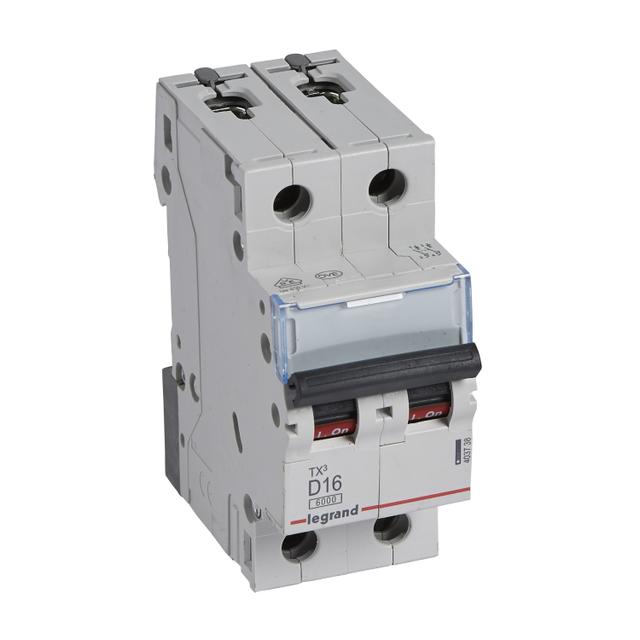 Wyłącznik Nadprądowy S 302 2P D16A 6kA TX3 403738 LEGRAND