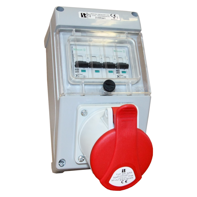ZESTAW INSTALACYJNY IP44 Z WYŁ.16 A P+N+PE,PRAWE GN.BOCZNE,M25