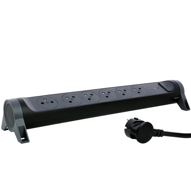 PRZEDŁUŻACZ PREMIUM, OBROTOWY, 6X2P+Z, Z OGRANICZNIKIEM PRZEPIĘĆ, Z PRZEWODEM 1.5 METRA 3X1.0 MM2 -