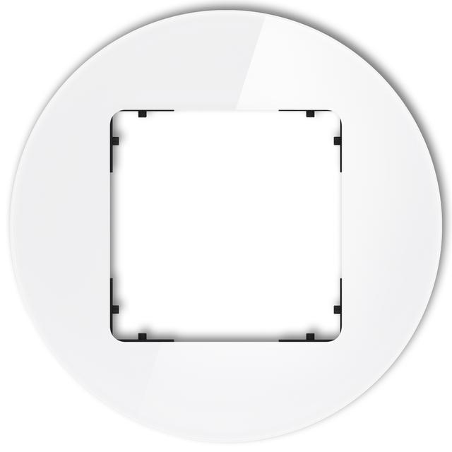 ICON Ramka uniwersalna pojedyncza okrągła - efekt szkła (ramka: biała; spód: czarny) biały