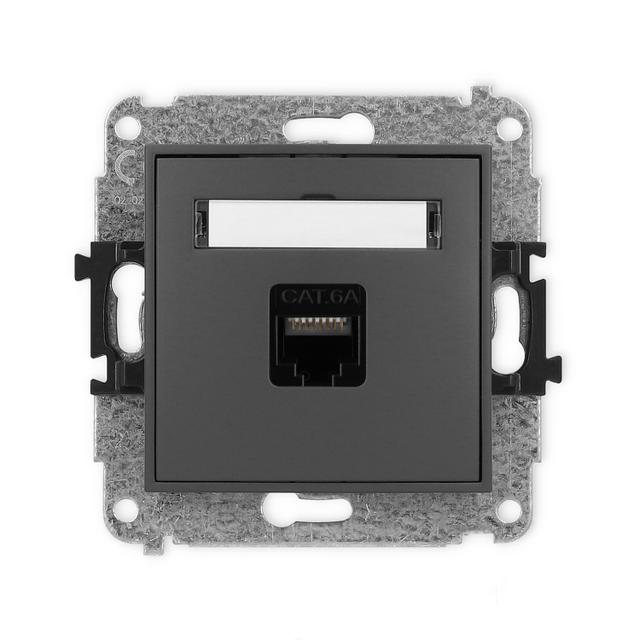 ICON Mechanizm gniazda komputerowego pojedynczego 1xRJ45, kat. 6A, 8-stykowy grafitowy mat